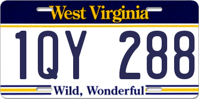 WV license plate 1QY288