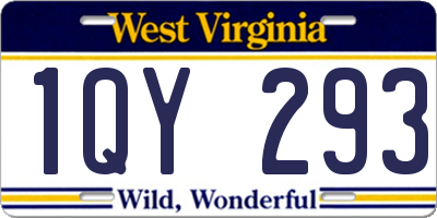 WV license plate 1QY293