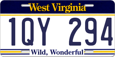 WV license plate 1QY294