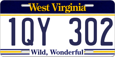 WV license plate 1QY302