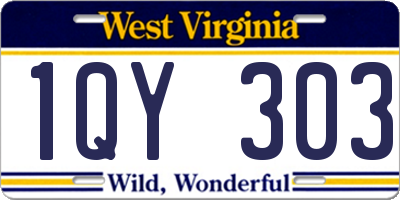 WV license plate 1QY303