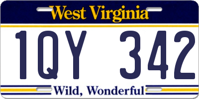 WV license plate 1QY342