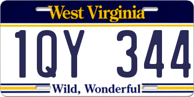 WV license plate 1QY344