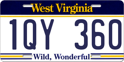 WV license plate 1QY360