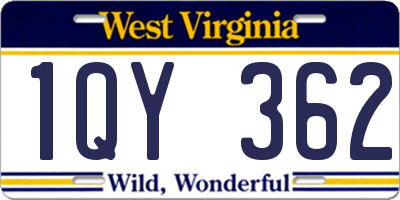 WV license plate 1QY362