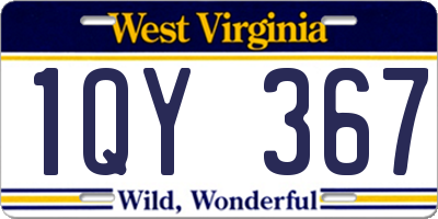 WV license plate 1QY367