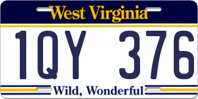 WV license plate 1QY376