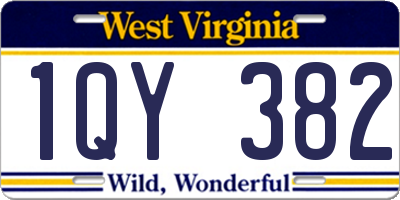 WV license plate 1QY382