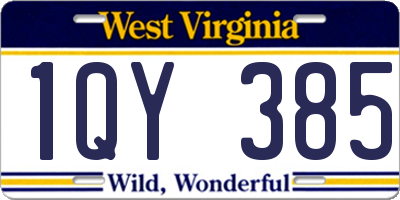 WV license plate 1QY385