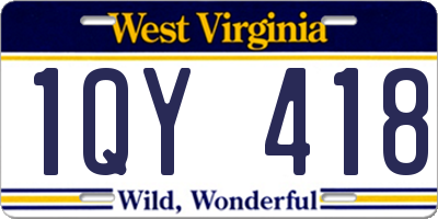 WV license plate 1QY418