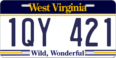 WV license plate 1QY421