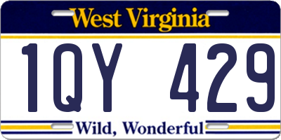 WV license plate 1QY429