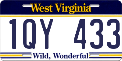WV license plate 1QY433