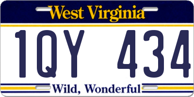 WV license plate 1QY434