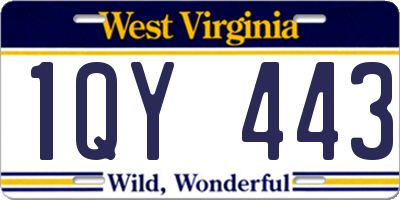 WV license plate 1QY443