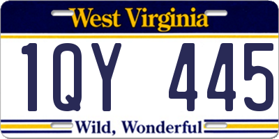 WV license plate 1QY445