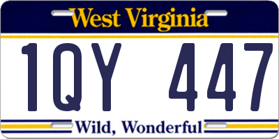 WV license plate 1QY447