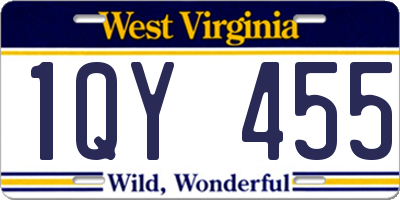 WV license plate 1QY455