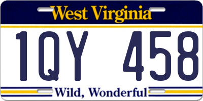 WV license plate 1QY458