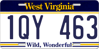 WV license plate 1QY463