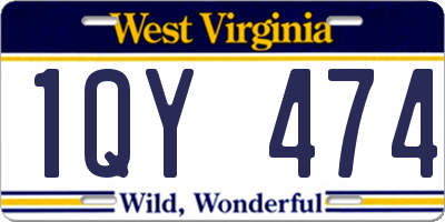 WV license plate 1QY474