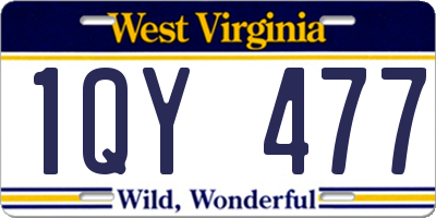 WV license plate 1QY477