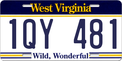 WV license plate 1QY481