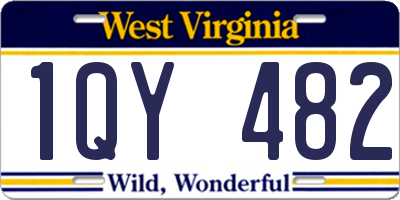WV license plate 1QY482