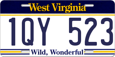WV license plate 1QY523