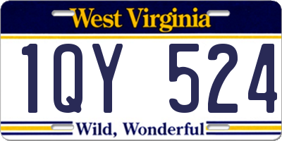 WV license plate 1QY524