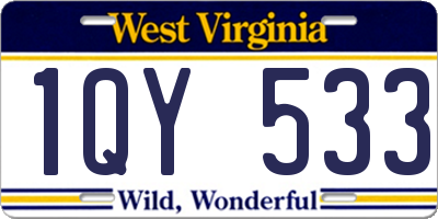 WV license plate 1QY533