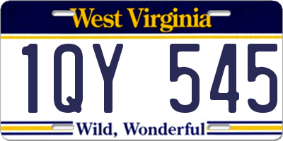 WV license plate 1QY545