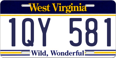WV license plate 1QY581