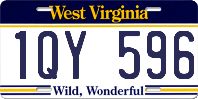 WV license plate 1QY596