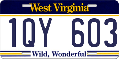 WV license plate 1QY603
