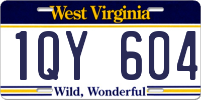 WV license plate 1QY604