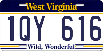WV license plate 1QY616