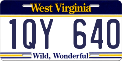 WV license plate 1QY640
