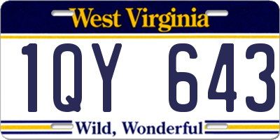 WV license plate 1QY643