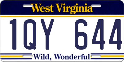 WV license plate 1QY644