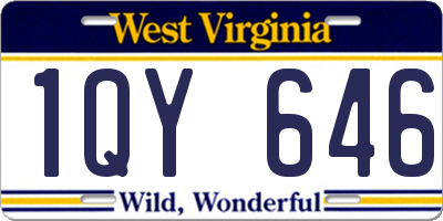 WV license plate 1QY646