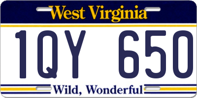 WV license plate 1QY650