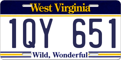 WV license plate 1QY651