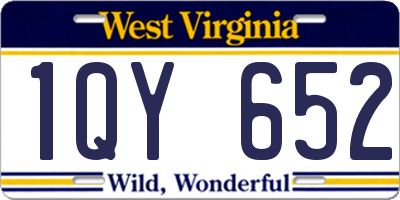 WV license plate 1QY652