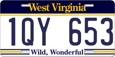 WV license plate 1QY653