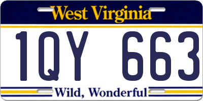 WV license plate 1QY663