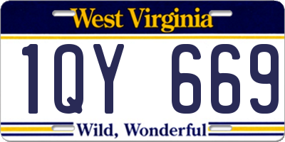 WV license plate 1QY669