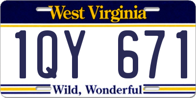 WV license plate 1QY671