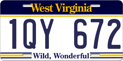 WV license plate 1QY672