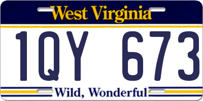 WV license plate 1QY673